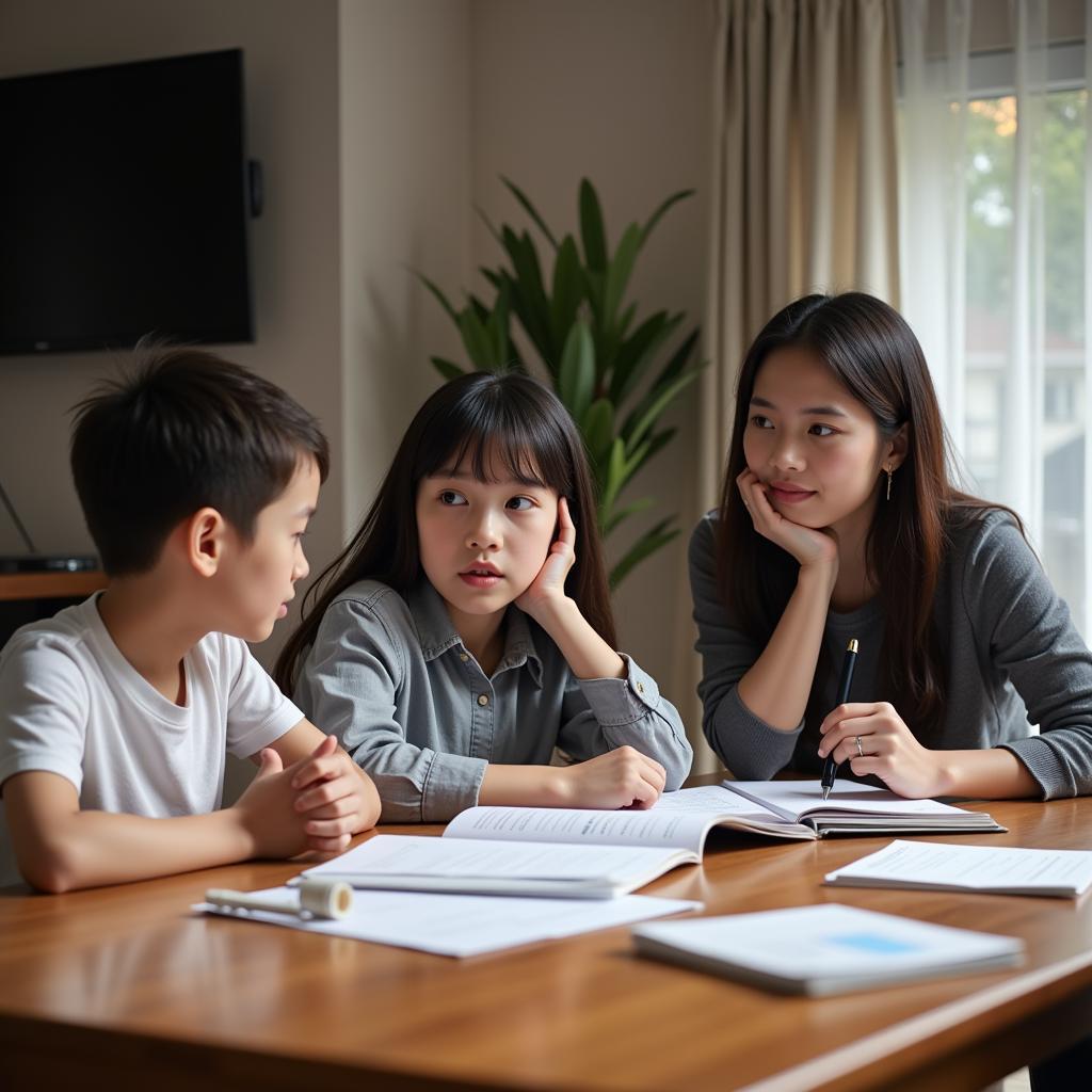 Parents discussing future choices with their children