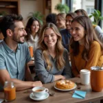 Various people smiling in different social situations showing cultural diversity