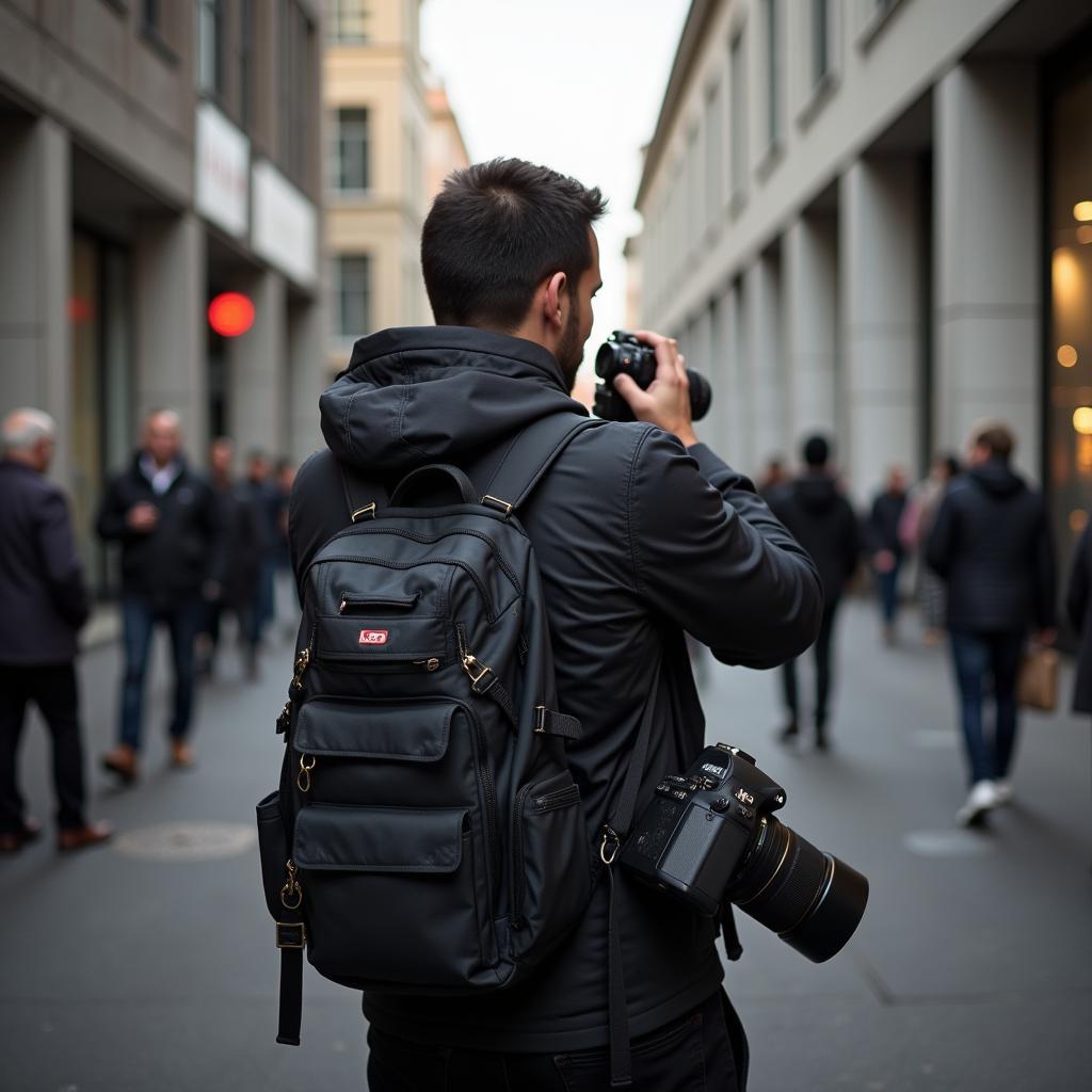 Professional photojournalist considering ethical implications while covering news story