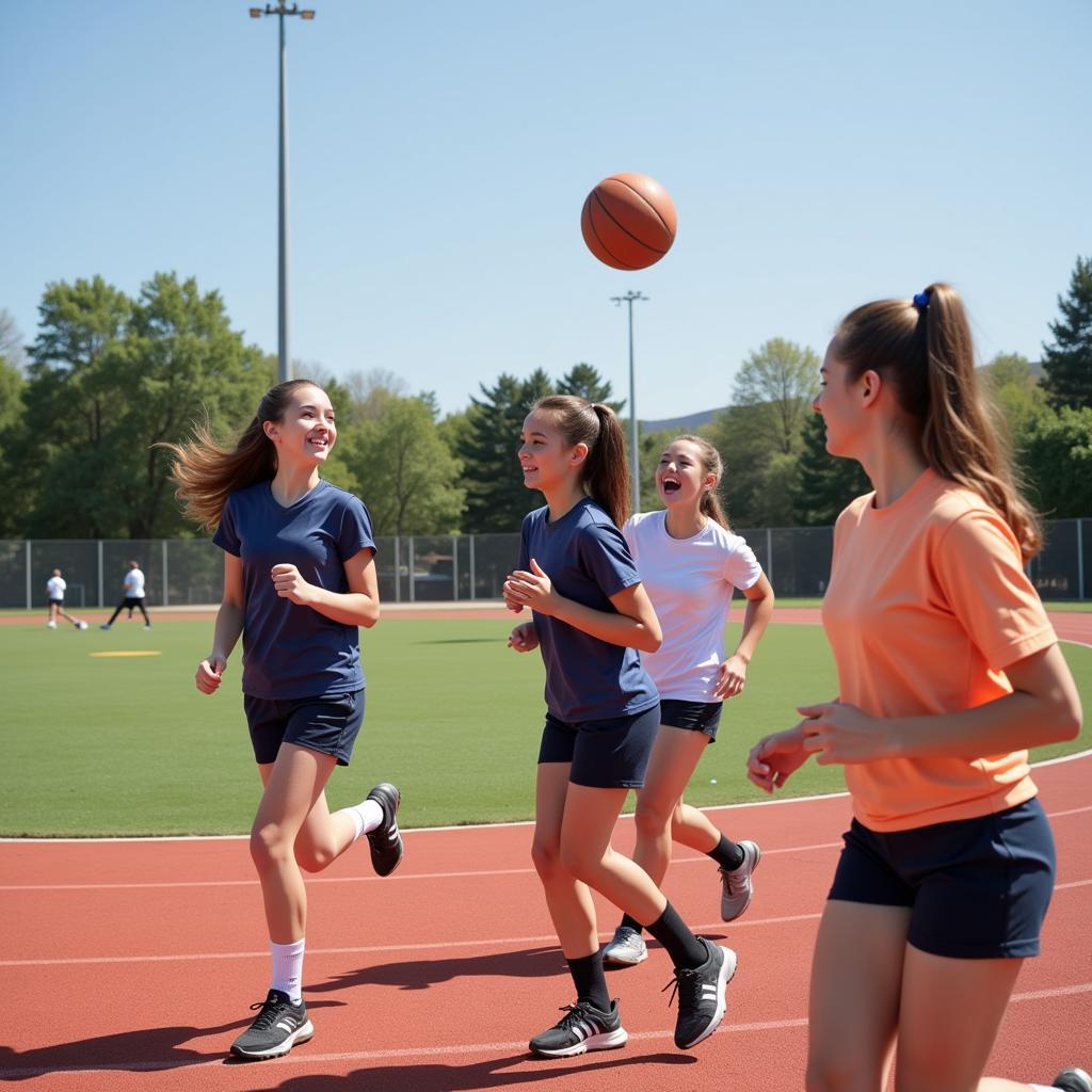 Students participating in various physical education activities at school