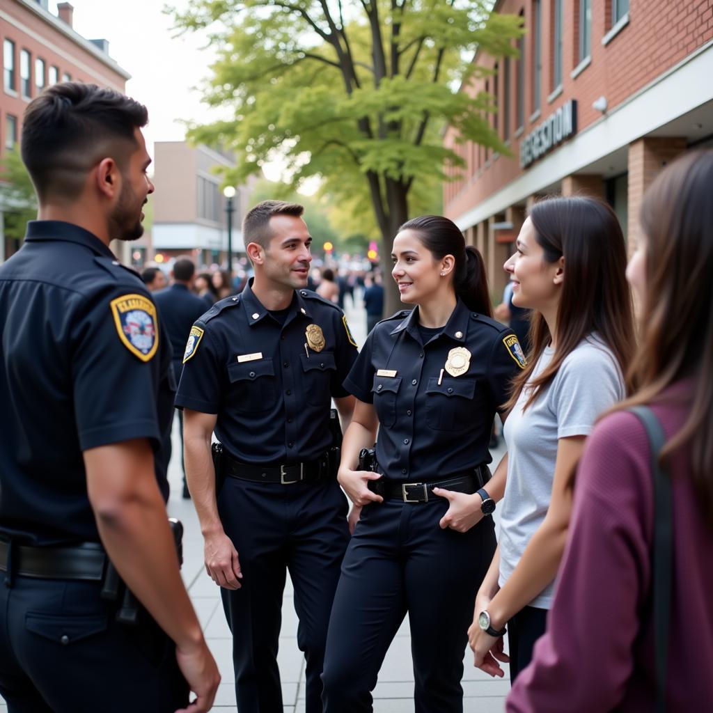 Police officers engaging with local community members