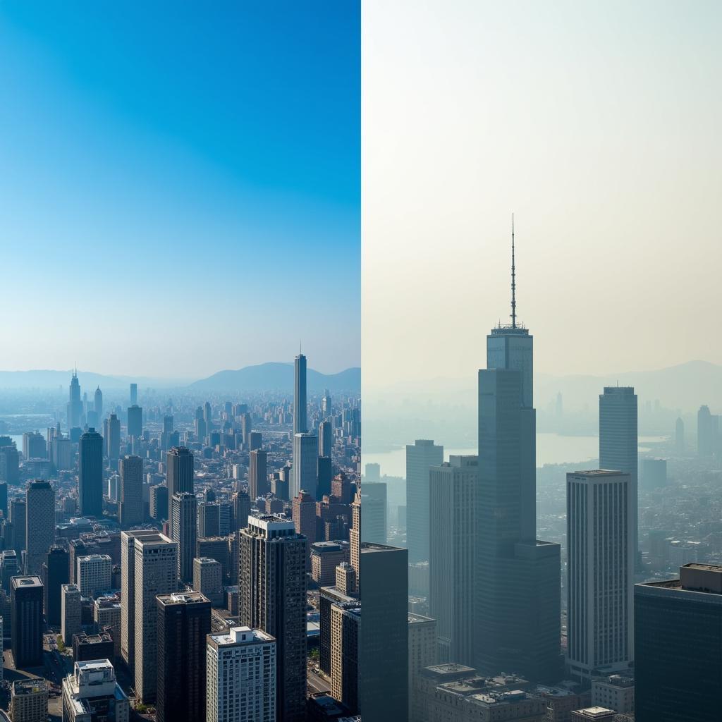 Urban air pollution levels comparison between clean and polluted cities