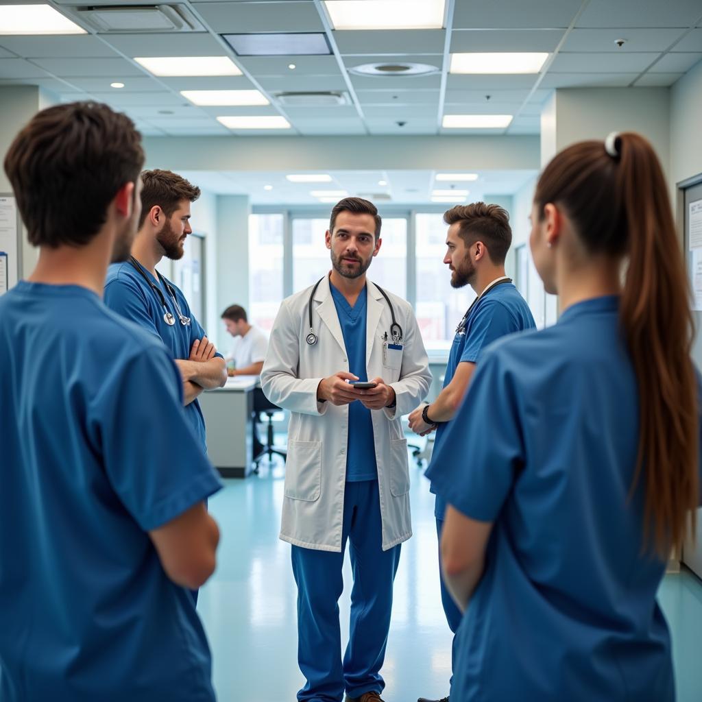 Medical professionals conducting preventive healthcare education session