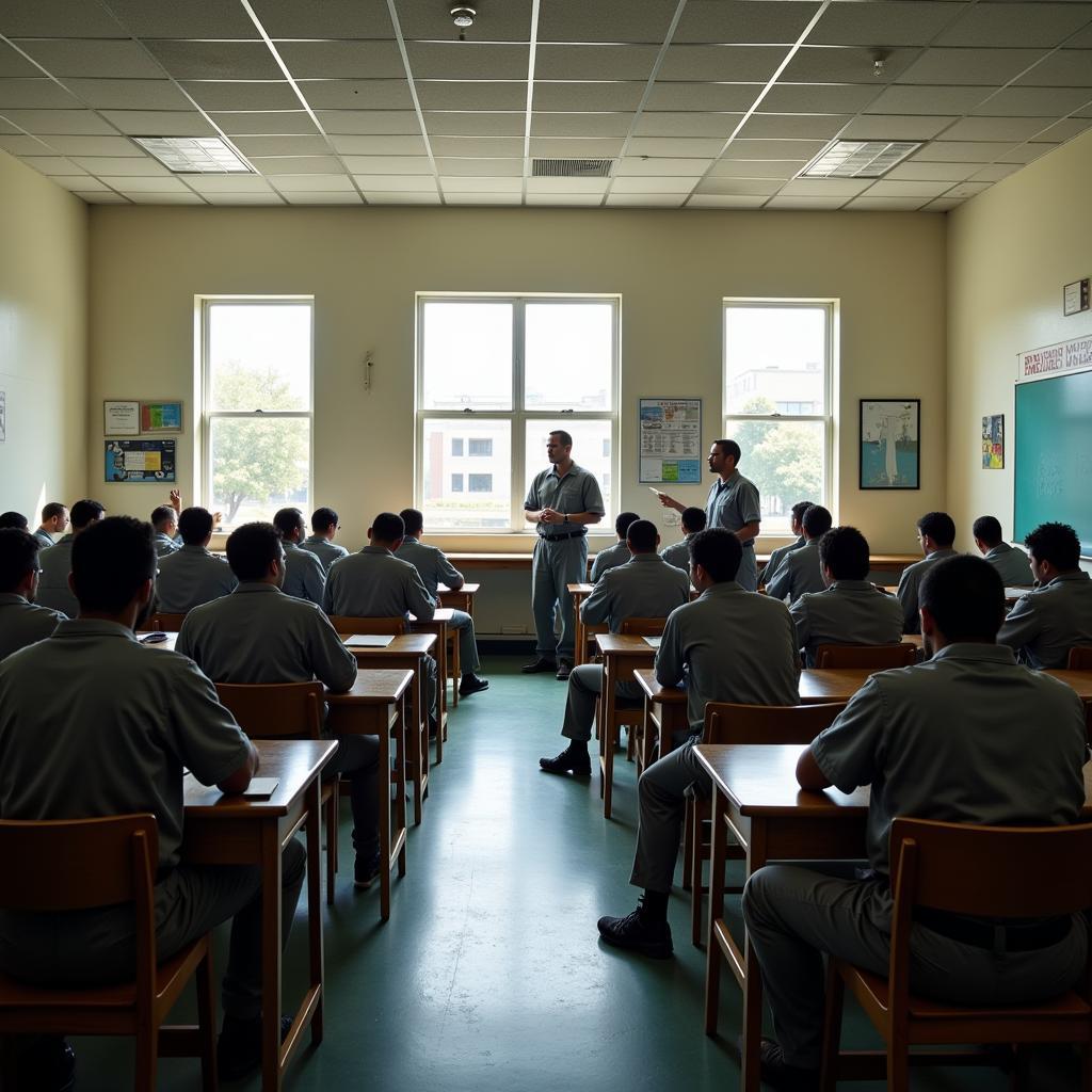 Prison education program showing inmates attending classes