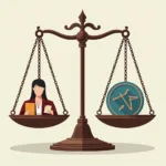 Contrasting views on prisoners rights protection depicted in balanced scales