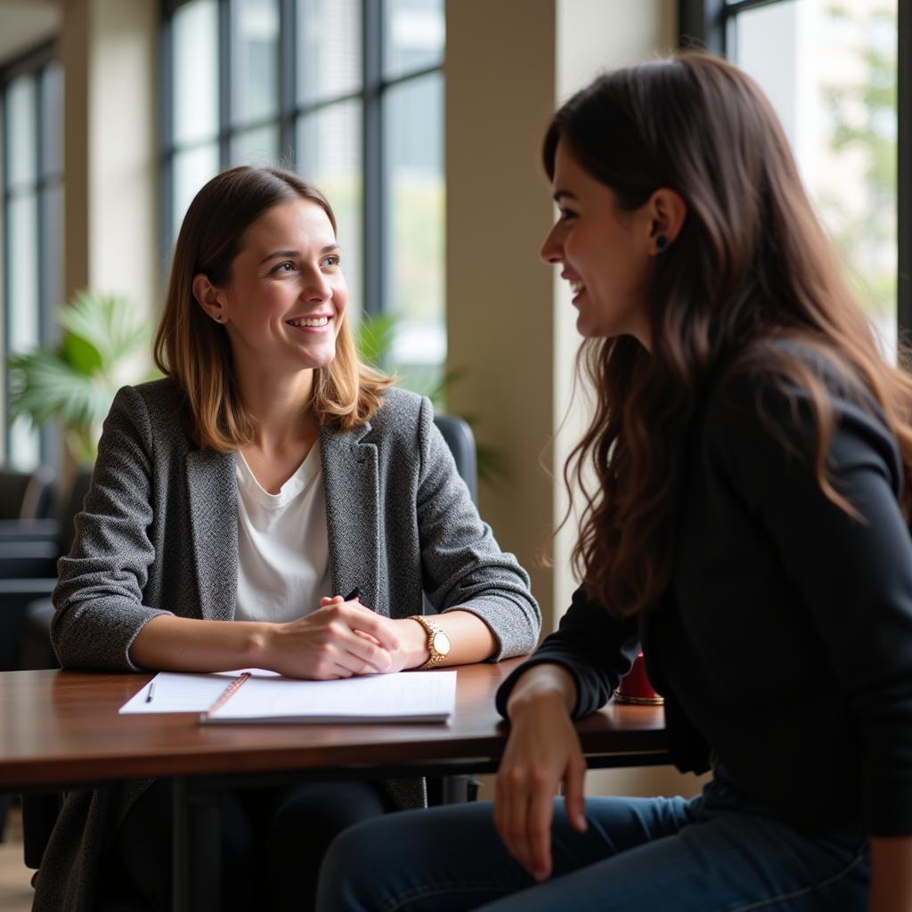 Professor giving career advice to student