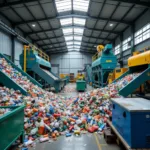 Modern recycling facility with advanced sorting technology