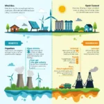 Visual comparison between renewable and traditional energy sources