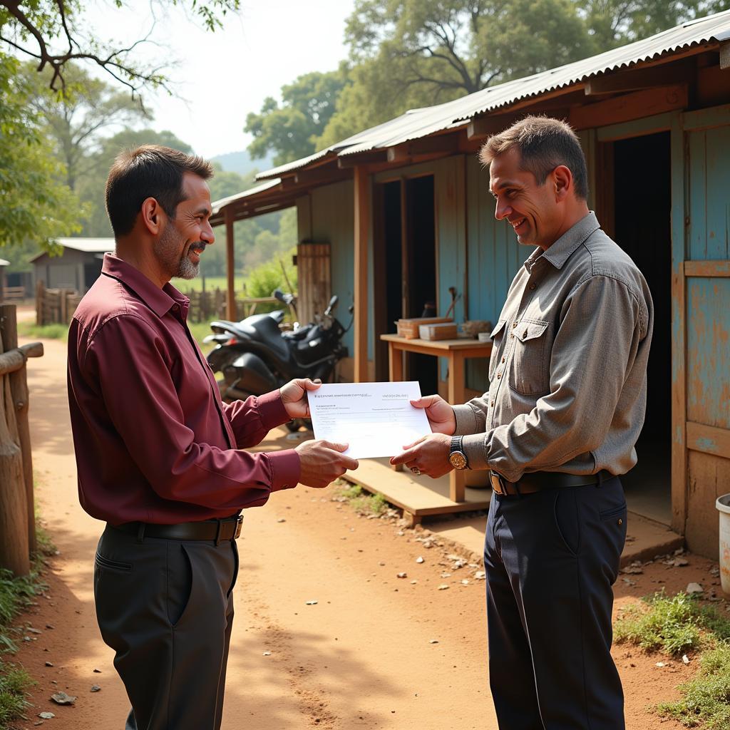 Rural entrepreneur receiving government assistance for business development