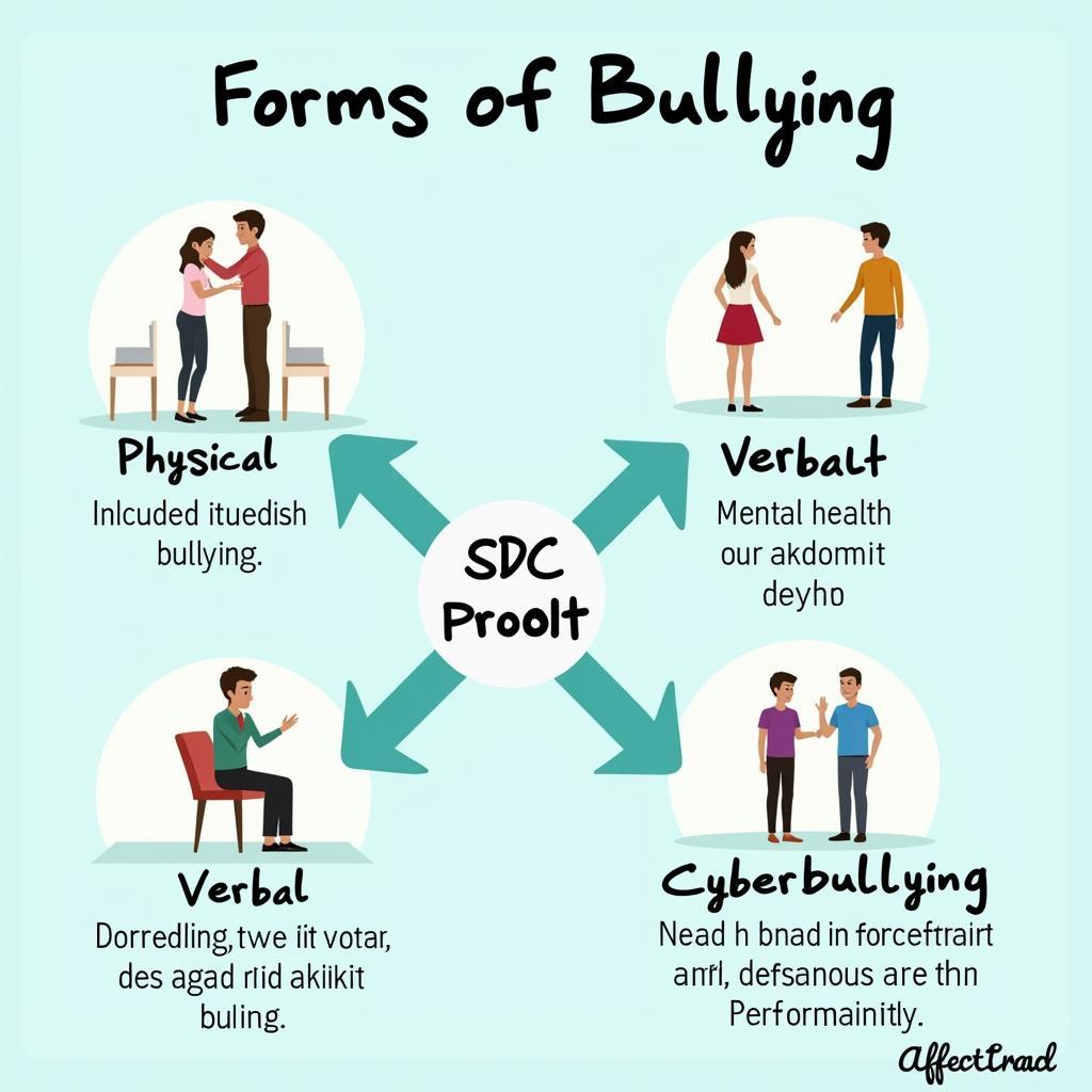 Common causes and effects of school bullying shown in educational diagram