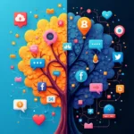 Illustration of social media's positive and negative impacts