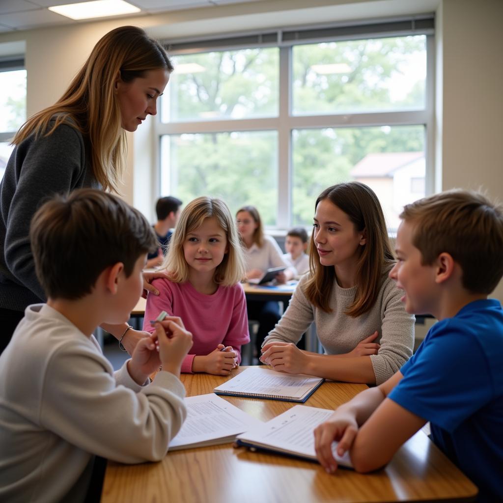 Special needs student participating in regular classroom activities