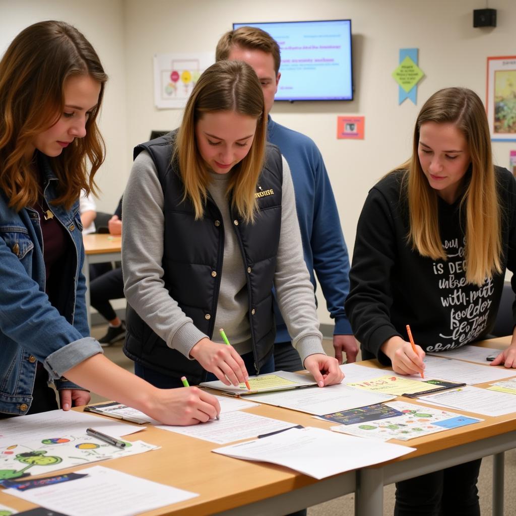 High school student council members planning school activities