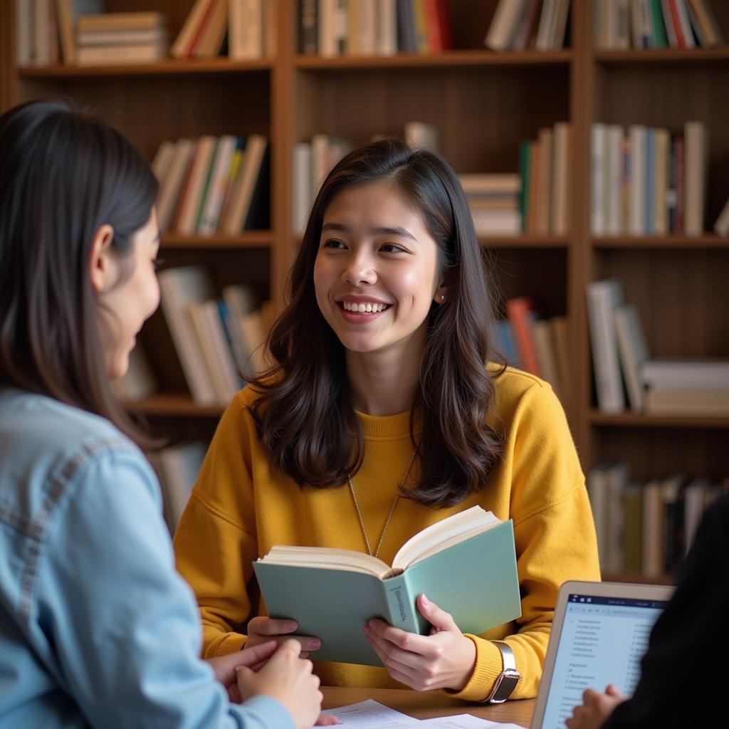 Student explaining emotional impact of book during IELTS speaking test