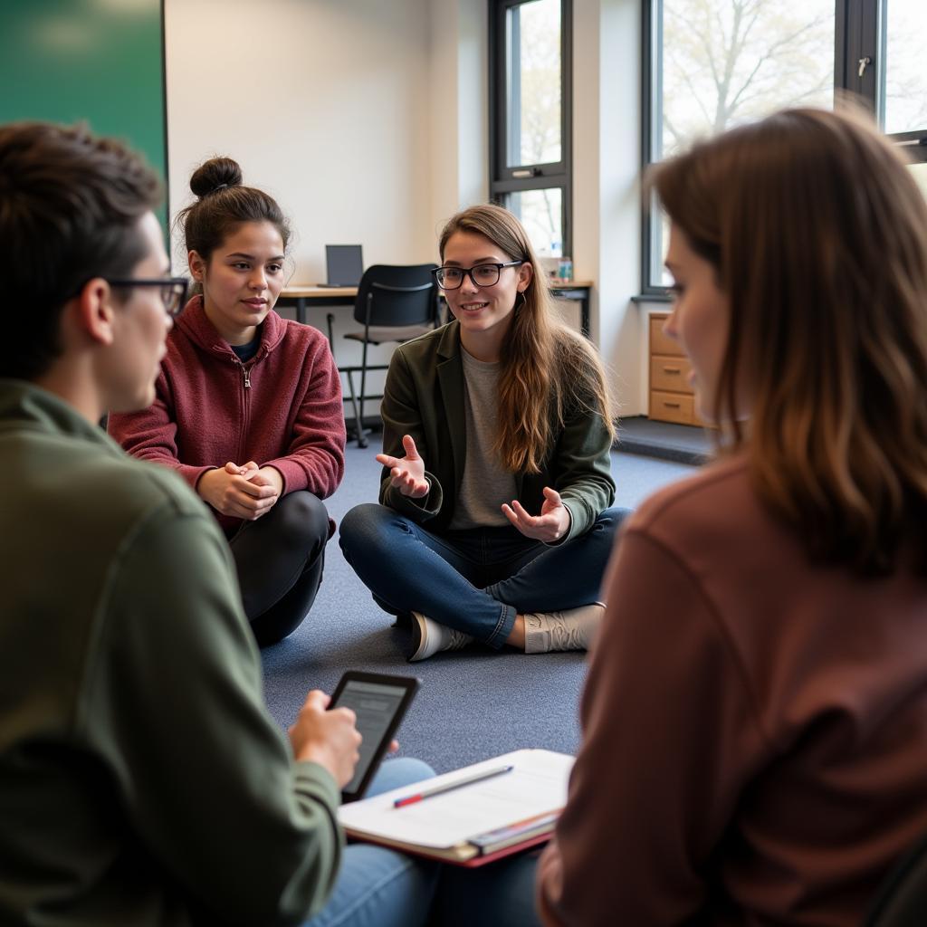 Students participating in emotional health awareness workshop on campus