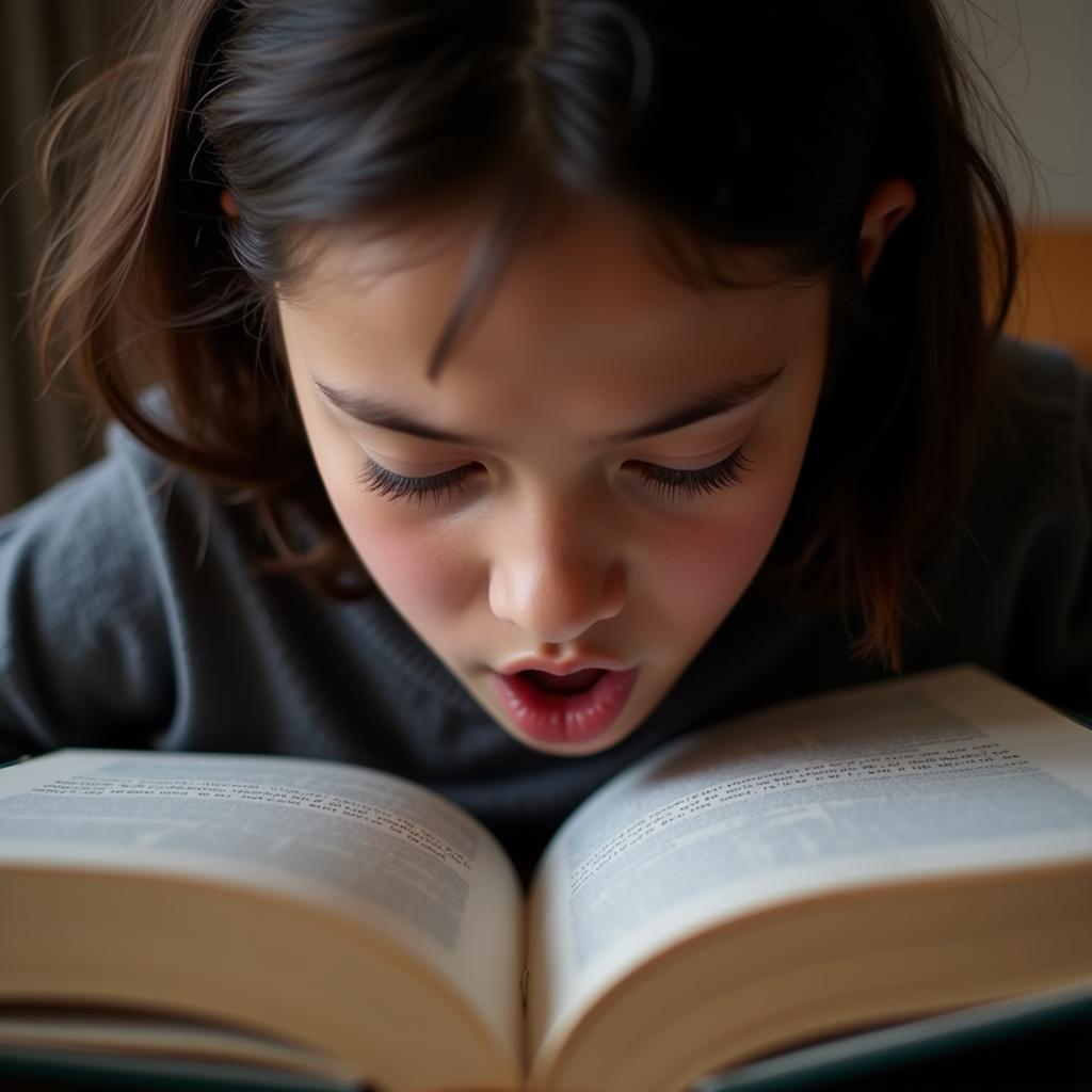 Student emotionally engaged in reading literature