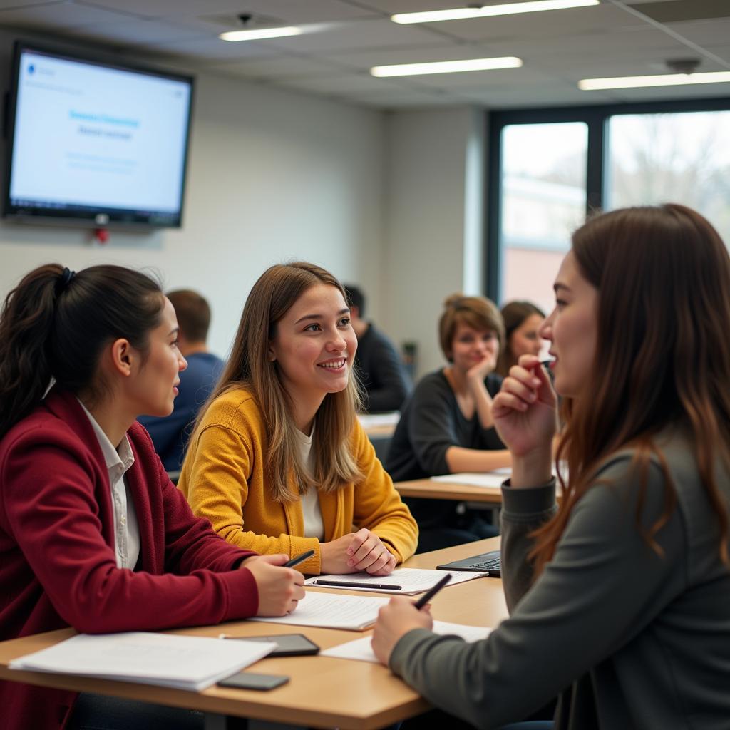 International students participating in classroom discussion