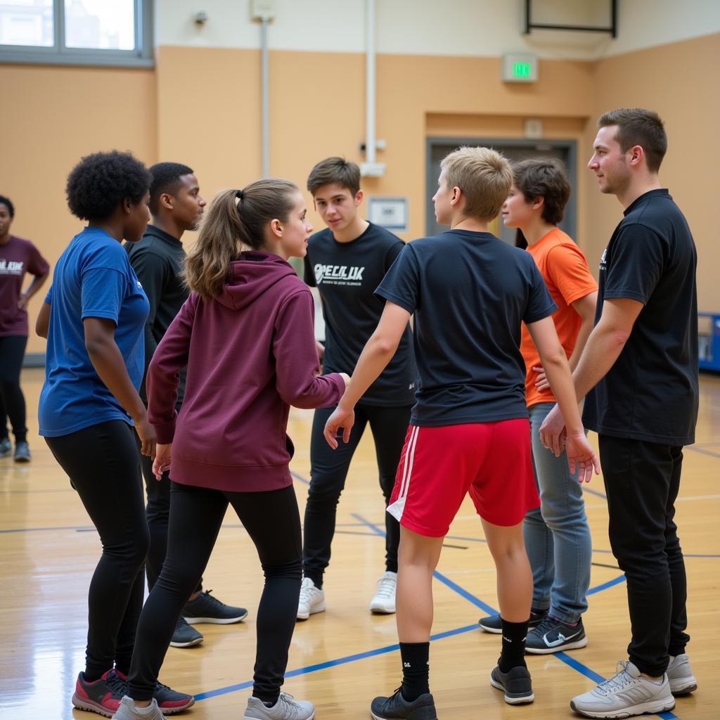 Students learning teamwork and leadership through organized sports activities