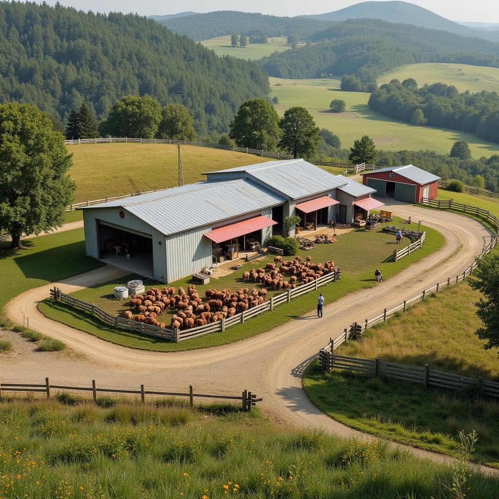 Sustainable and ethical farming practices being implemented on modern farm