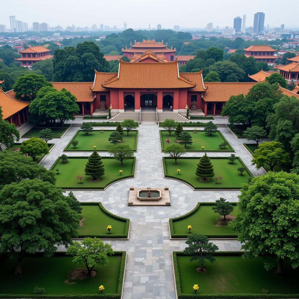 Historic Temple of Literature showing traditional Vietnamese architecture