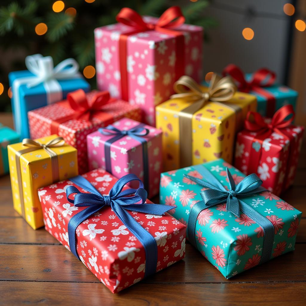 Unexpected gifts: Various wrapped presents on a table