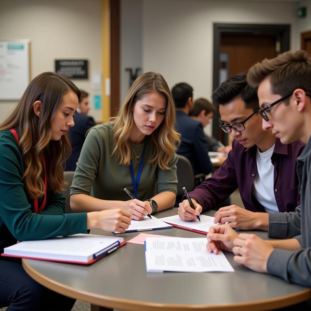 University admission process showing diverse student applications