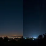 Urban light pollution affecting night sky visibility