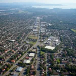 Aerial view of urban sprawl affecting community connectivity