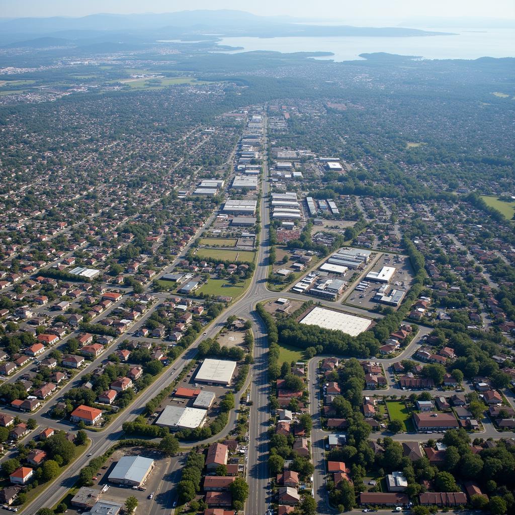 Aerial view of urban sprawl affecting community connectivity