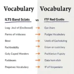 Comparison of vocabulary range across IELTS scoring bands