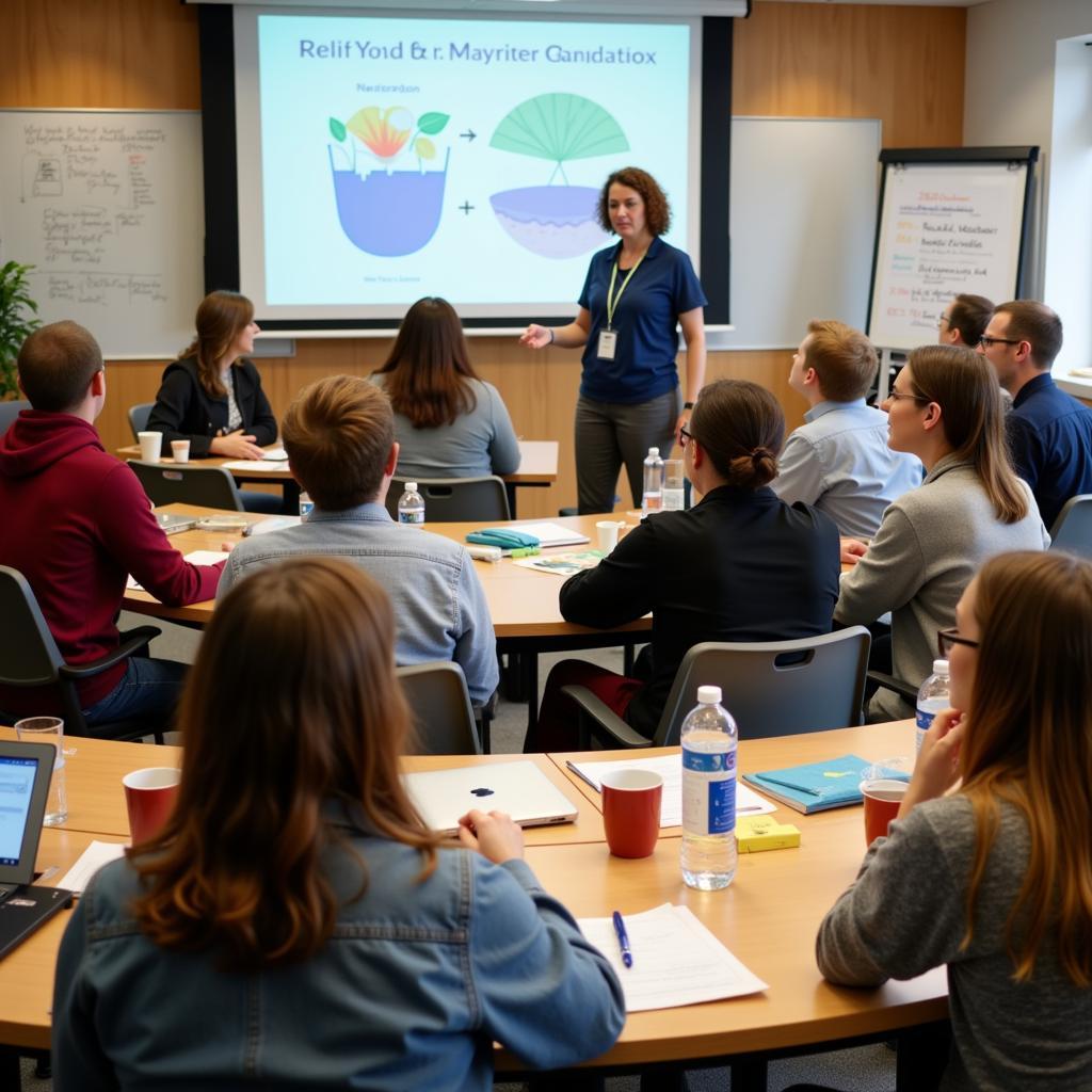 Community workshop teaching water conservation methods