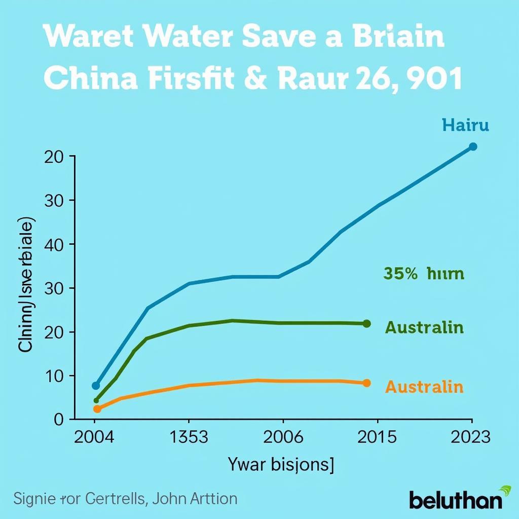 Global water conservation trends showing implementation rates across three countries