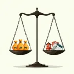 Wealth tax debate illustration showing balanced scales with money and social benefits