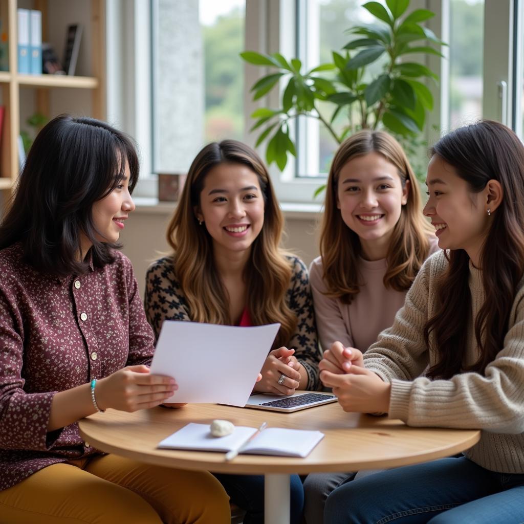 International students participating in cultural exchange program at university campus