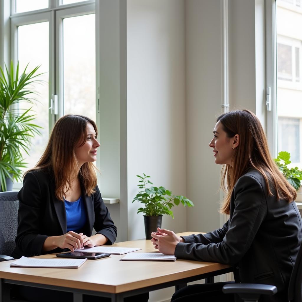 IELTS Speaking Test Environment with Examiner and Candidate