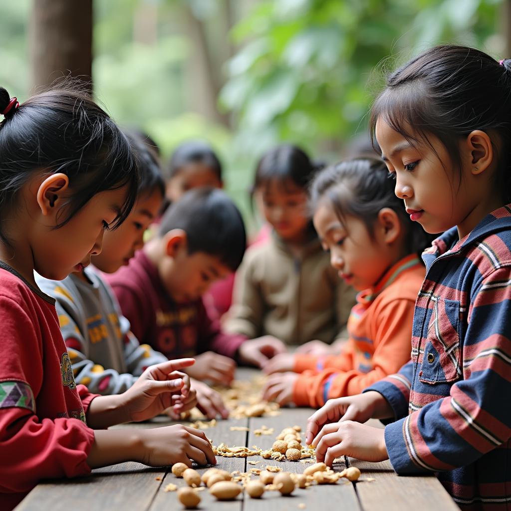 Students engaged in local curriculum cultural activities
