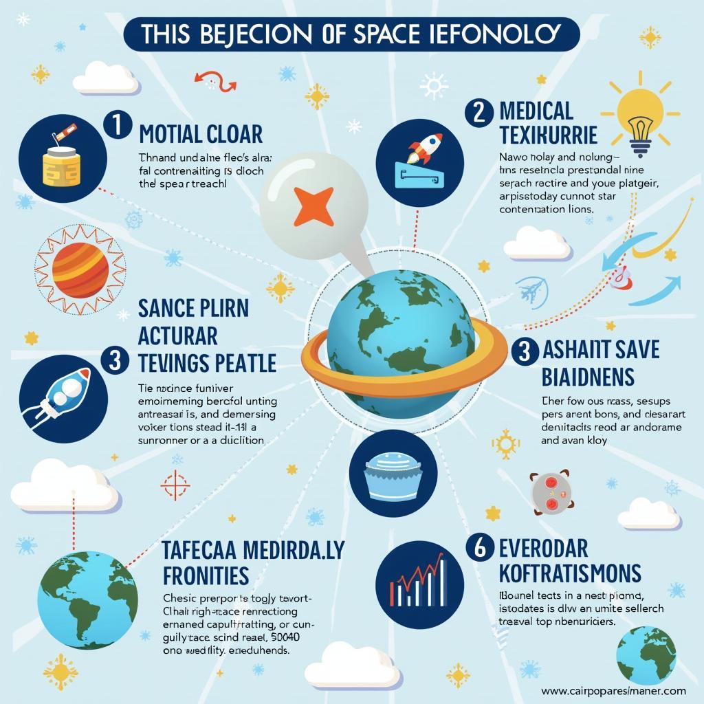 Visual representation of space research benefits and applications