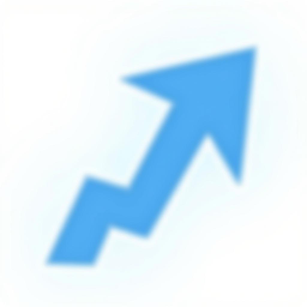 Blue arrow pointing up, symbolizing business growth, progress, and gaining a key competitive advantage.
