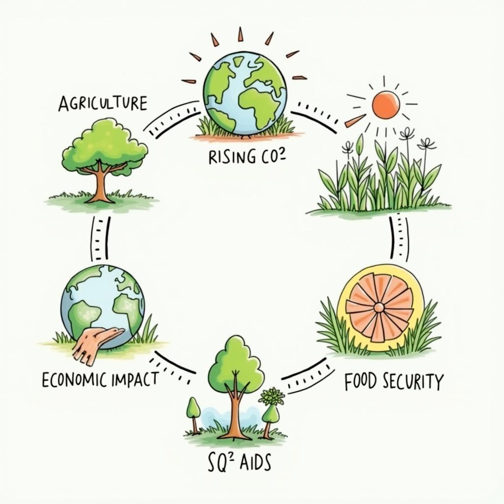 Interconnected global systems of climate change, agriculture, economics, and food security visualized