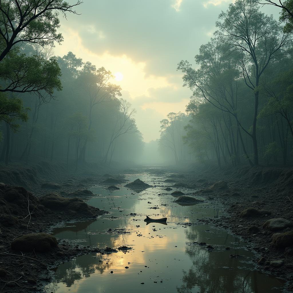 Impact of climate change causing natural disasters and habitat destruction, leading to biodiversity loss.