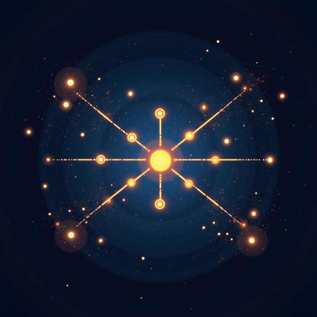 Decentralized blockchain network illustration showcasing interconnected nodes for secure global finance transactions and data.