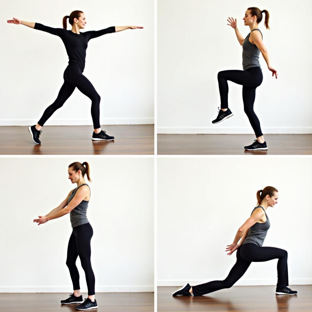 Visual guide to dynamic stretching exercises for effective athlete warm-up routines before activity.