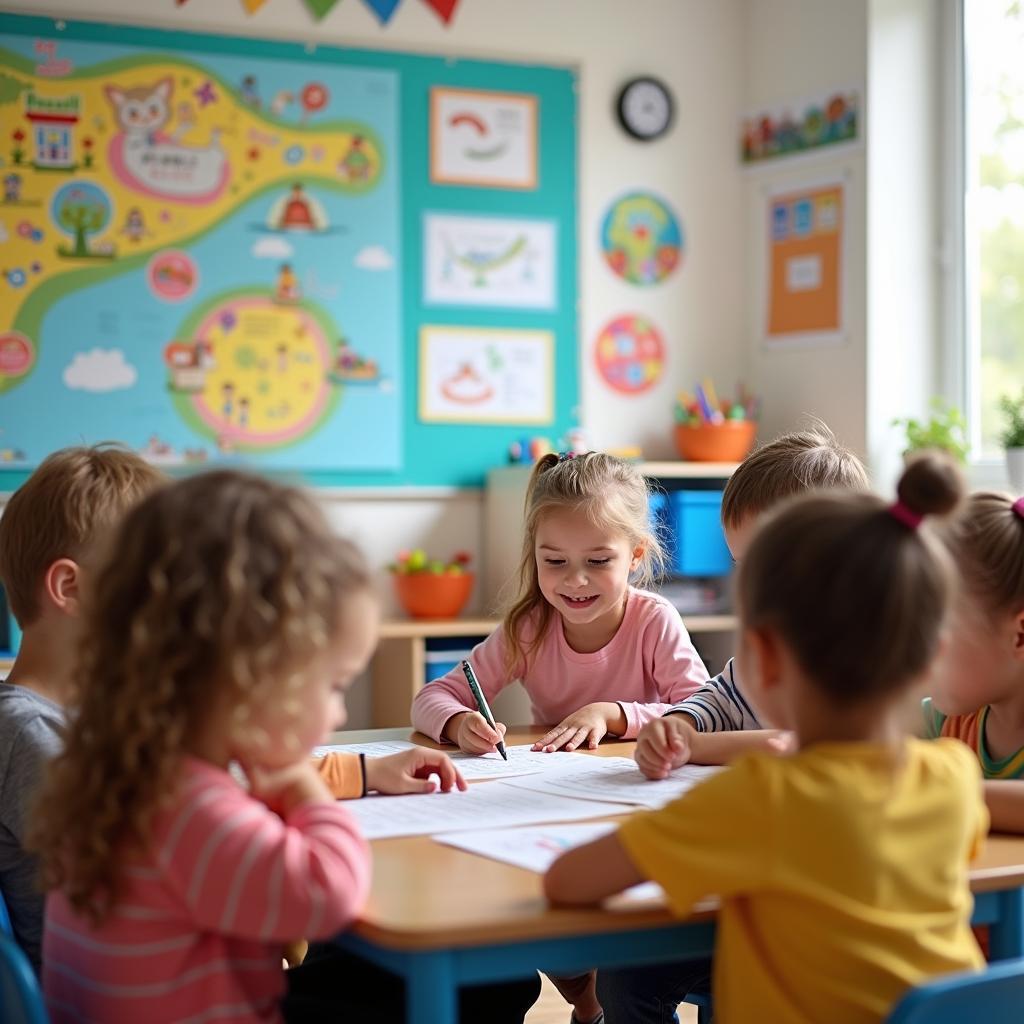 Young students participating in bilingual education program