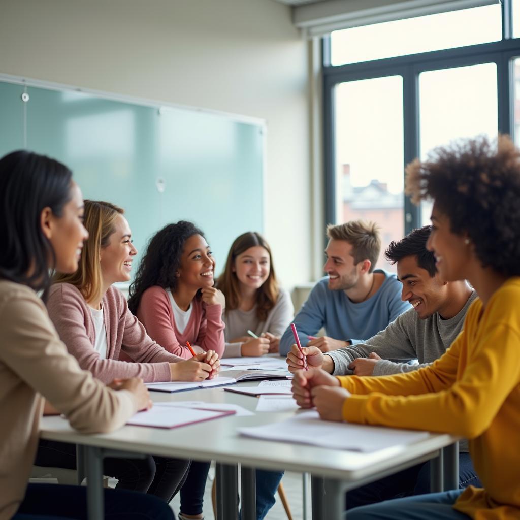 Global education equality concept showing diverse students in classroom