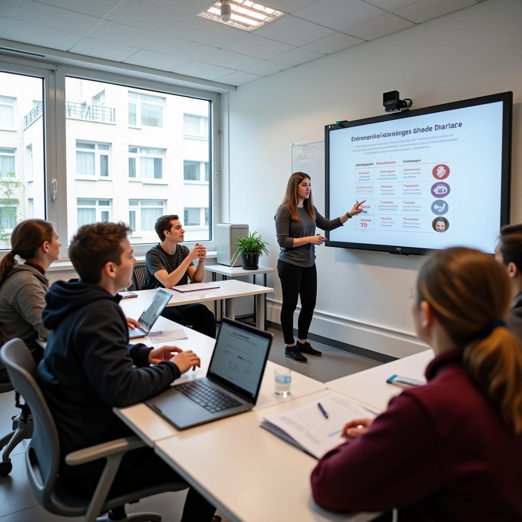 Students participating in emotional intelligence lesson in modern classroom