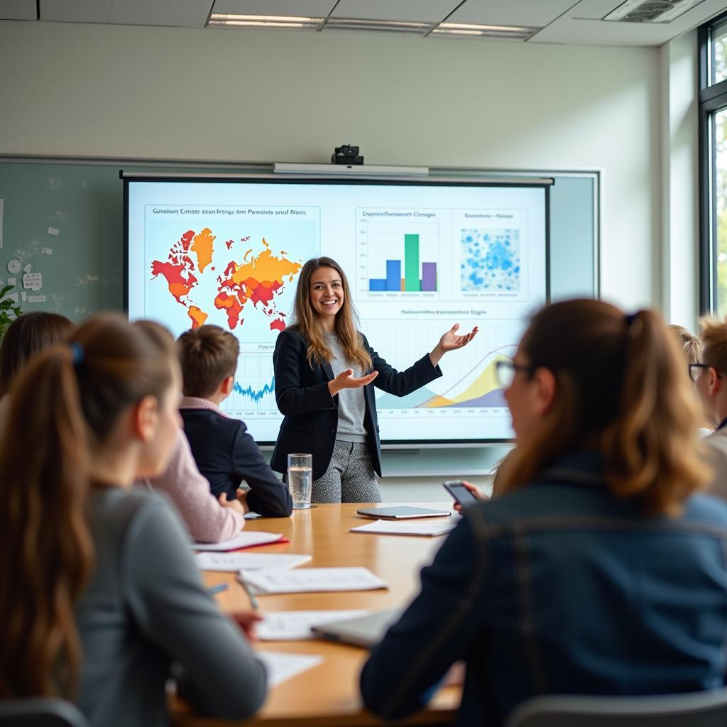 Students engaged in environmental education classroom discussion