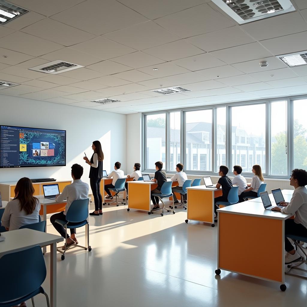 Modern classroom implementing flexible education approaches