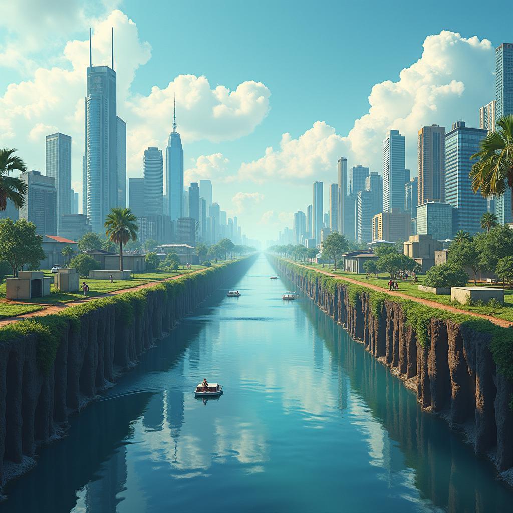 Global digital divide illustrated by disparities in technology access between developed and developing nations.