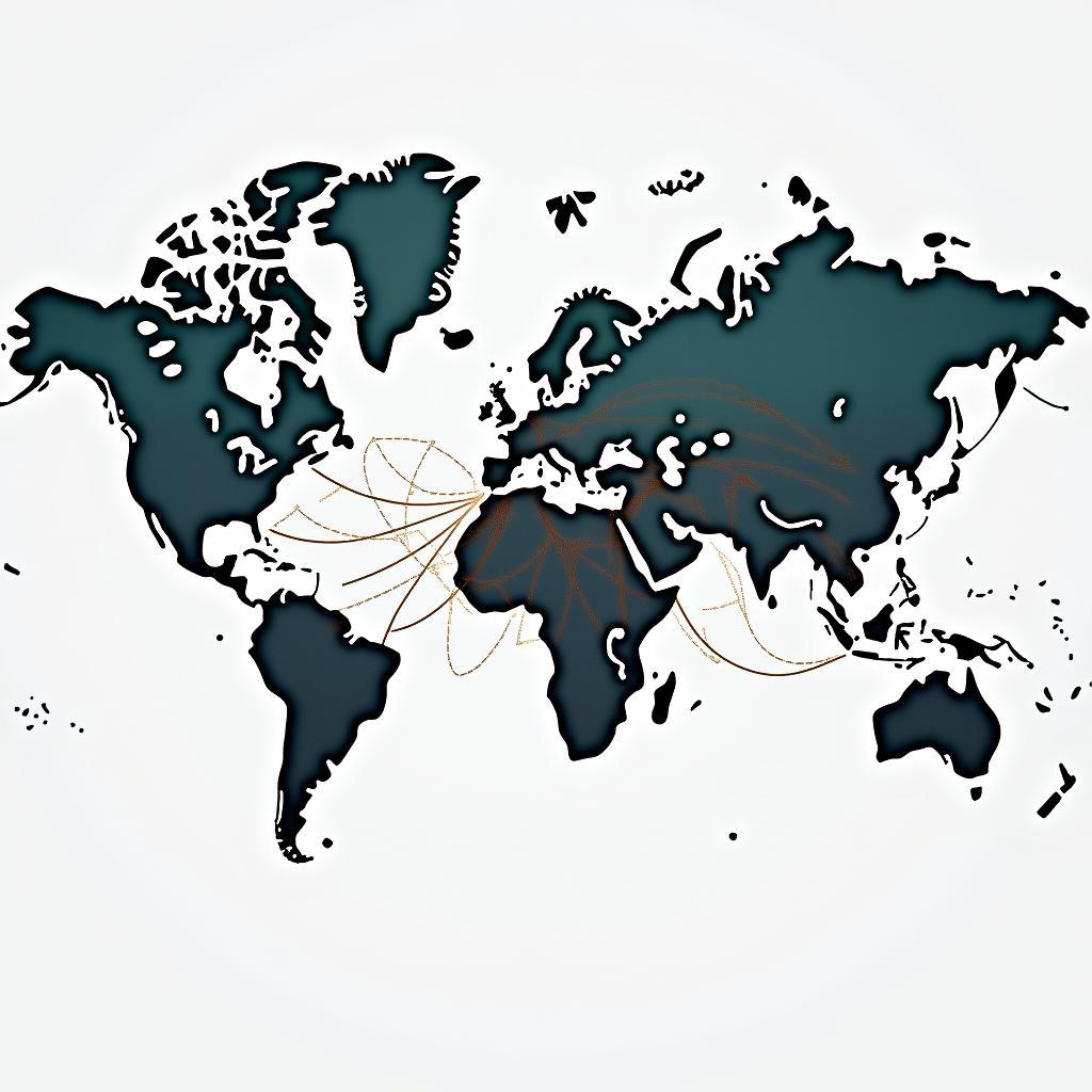 Map of global supply chains illustrating economic growth opportunities for developing countries through international trade integration.