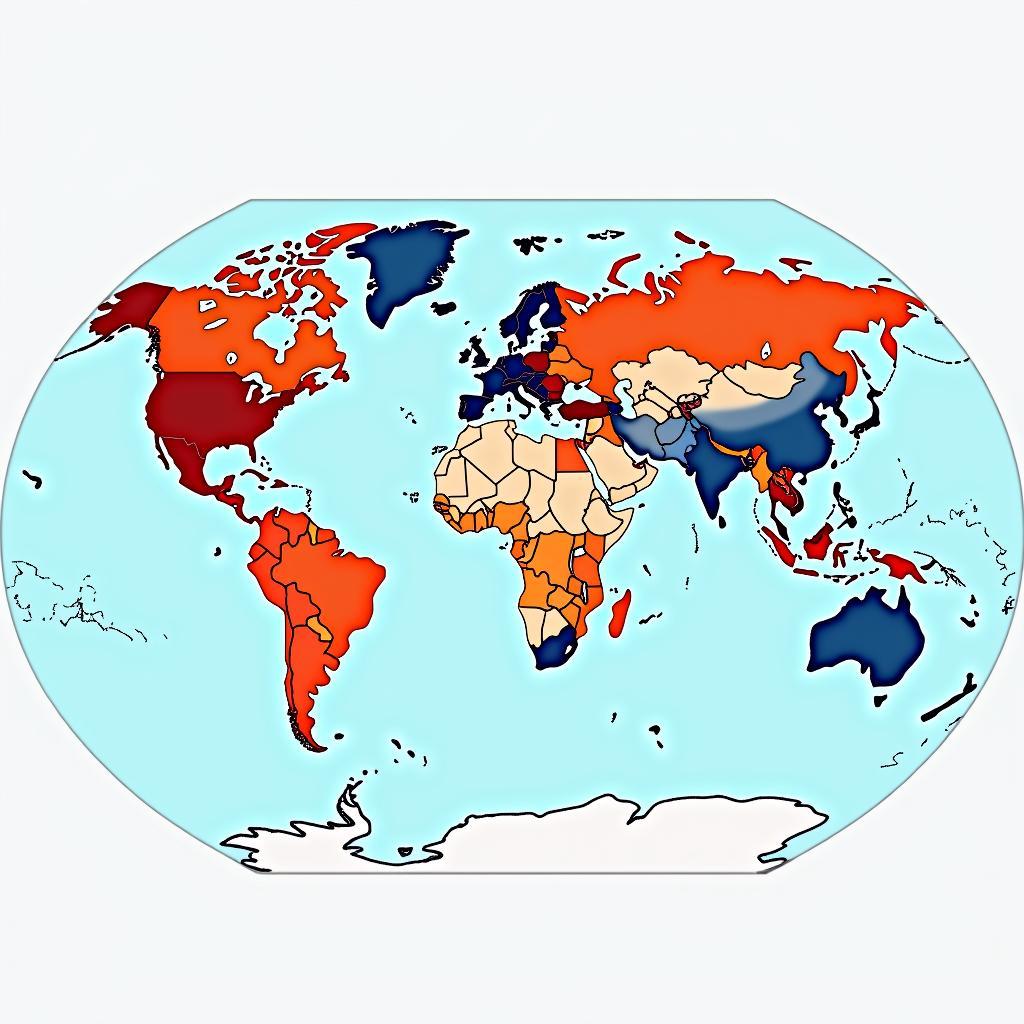 World map illustrating global freshwater distribution and highlighting regions experiencing severe water scarcity and abundance